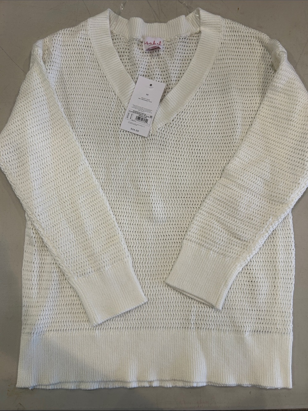 White V-Neck Knit Sweater - Women's